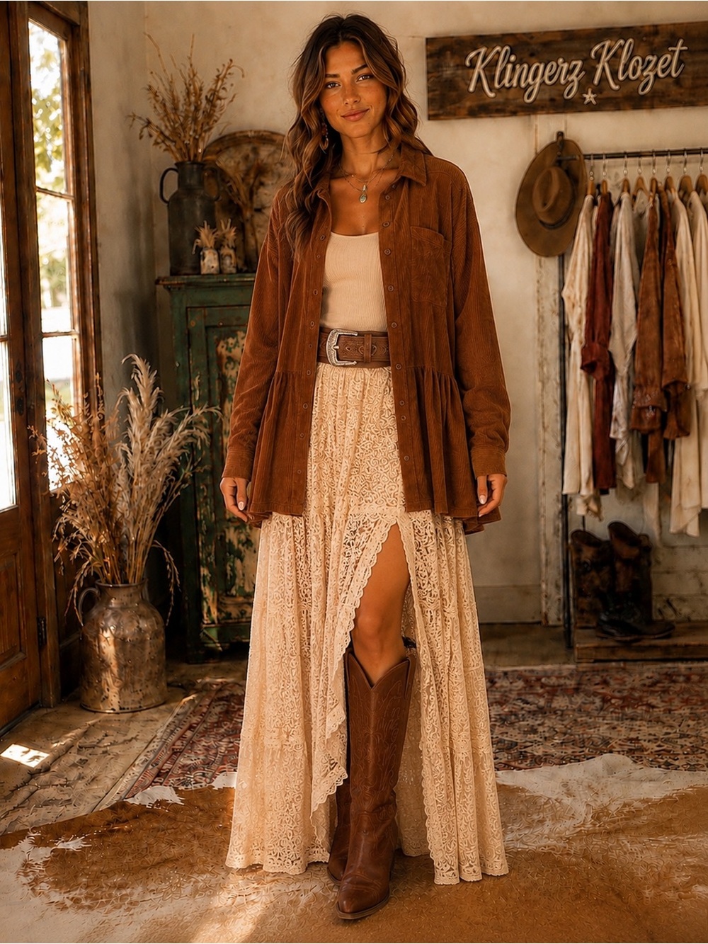 Brown Textured Button-Front Women's shirt
